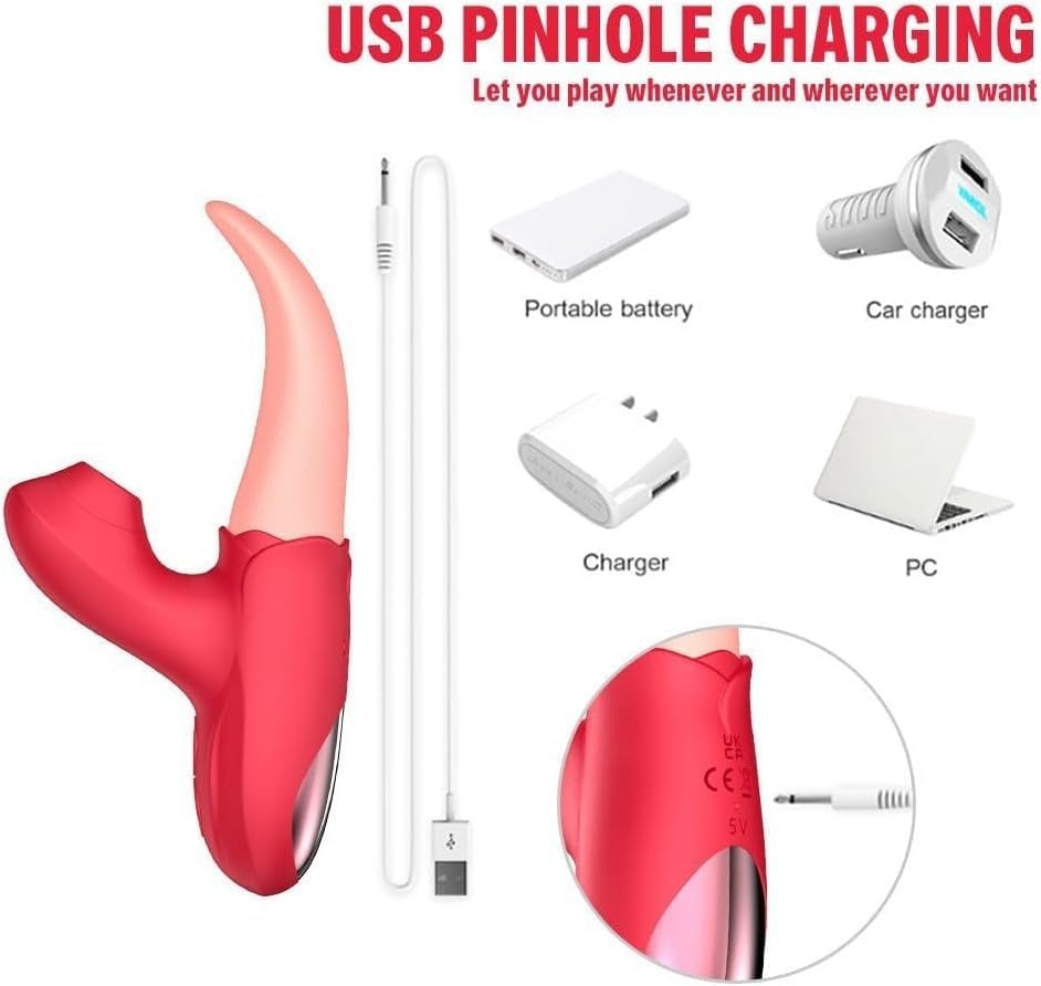 Rose Clitioral Sucker Powerful, Clitioral Sucker Licker Powerful Rose with Tongue Adult Toys for Women