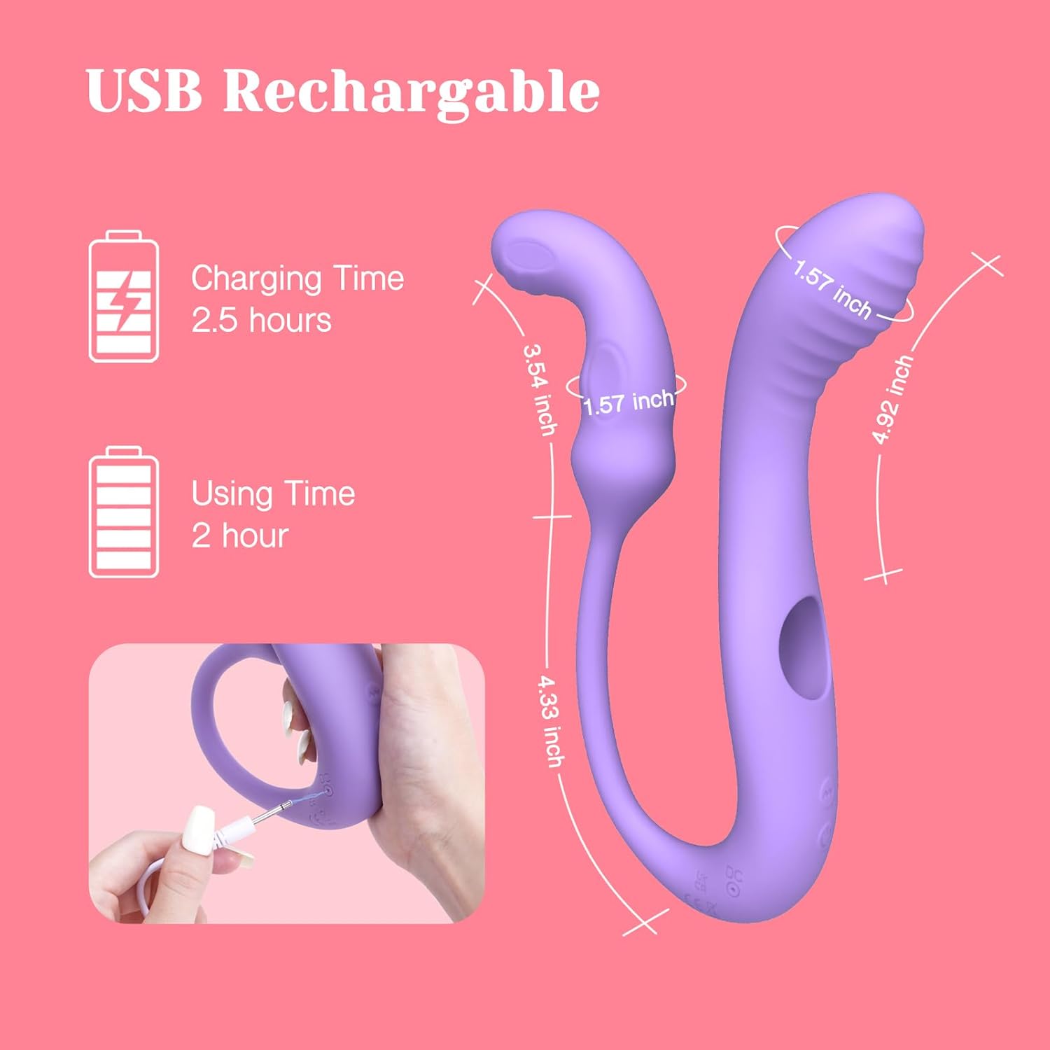 Transformable Rabbit Vibrators for Women, Clitoral & G-Spot Anal Stimulation, Soft Double-Ended Dildos for Solo & Partner