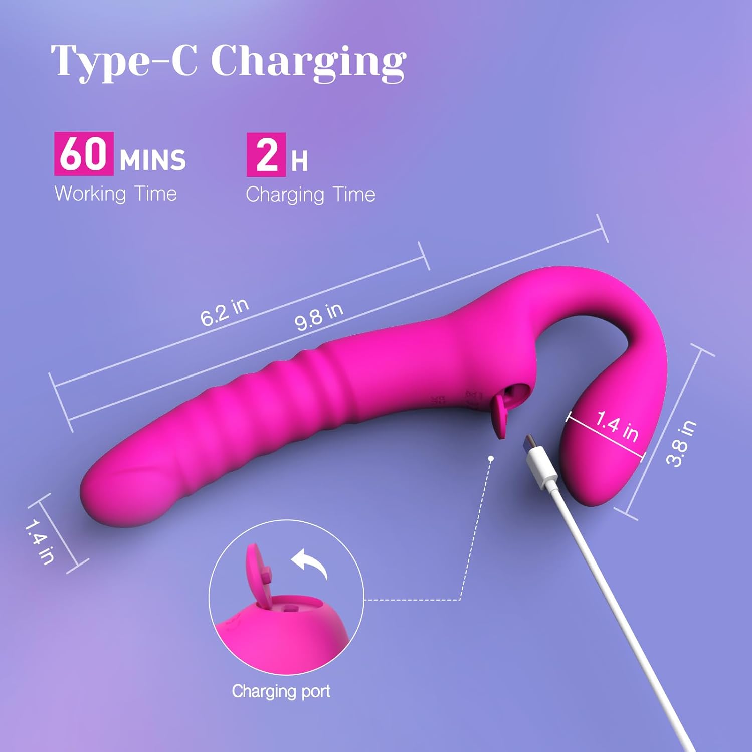 Anal Toys with 7 Vibration & 7 Thrusting Modes, Double-Ended Dildo for Women