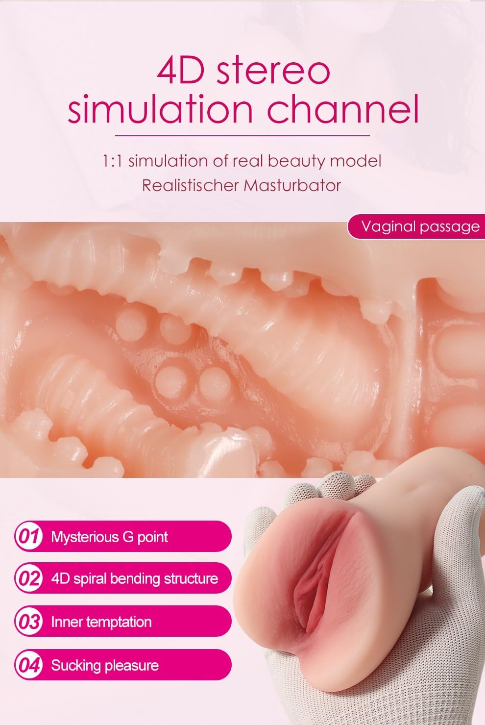 Male Masturbator 2 in 1 Adult Sex Toy with 3D Tight Vagina & Anus for Men Masturbation, Soft Like Real Skin