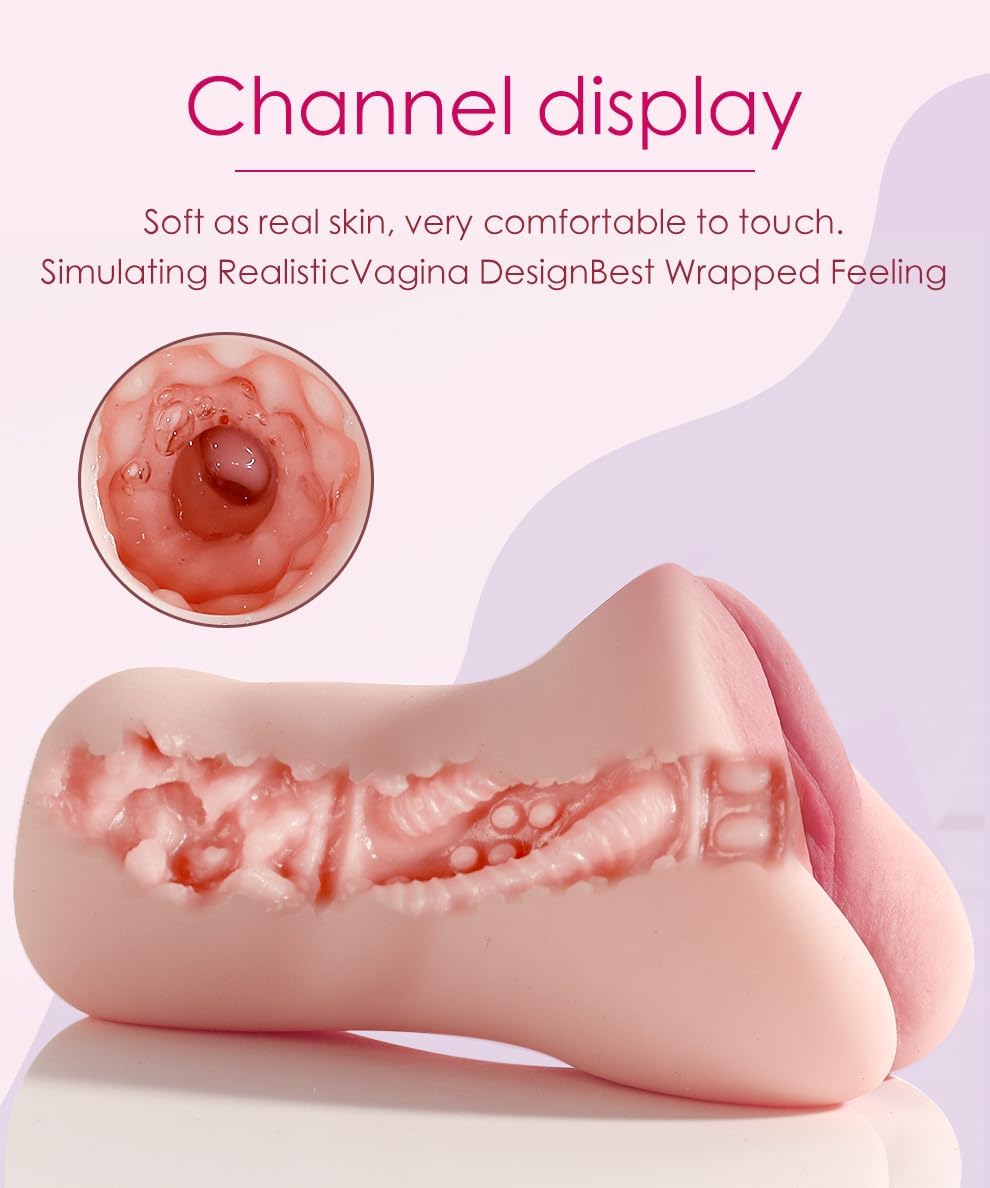 Male Masturbator 2 in 1 Adult Sex Toy with 3D Tight Vagina & Anus for Men Masturbation, Soft Like Real Skin
