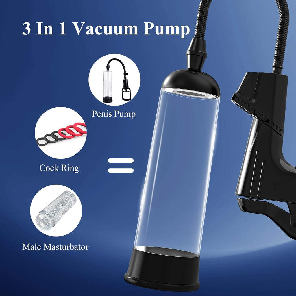 Pumps & Enlargers for Men with 3 Penis Ring and 2 Silicone Sleeve,Sex Machine Enlarge Juguetes Sexuales for Stronger Bigger Erections