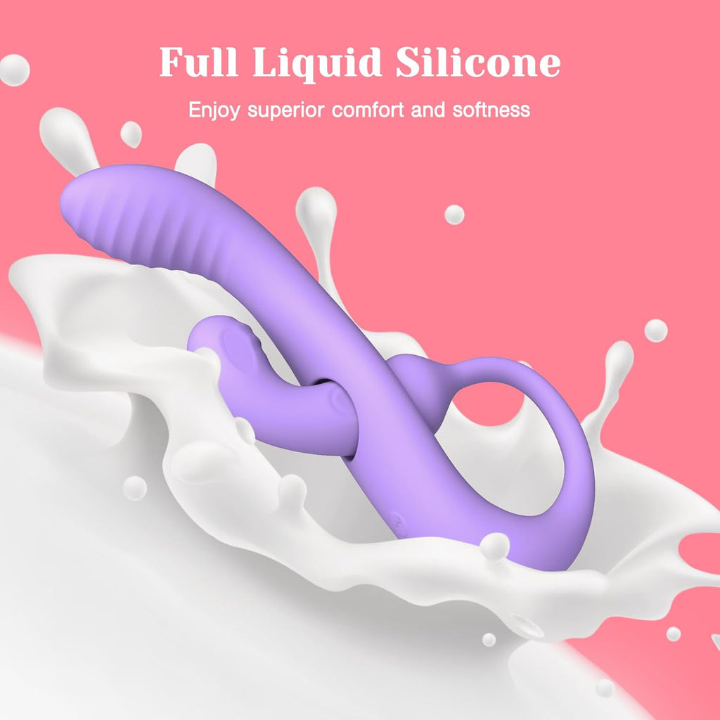 Transformable Rabbit Vibrators for Women, Clitoral & G-Spot Anal Stimulation, Soft Double-Ended Dildos for Solo & Partner
