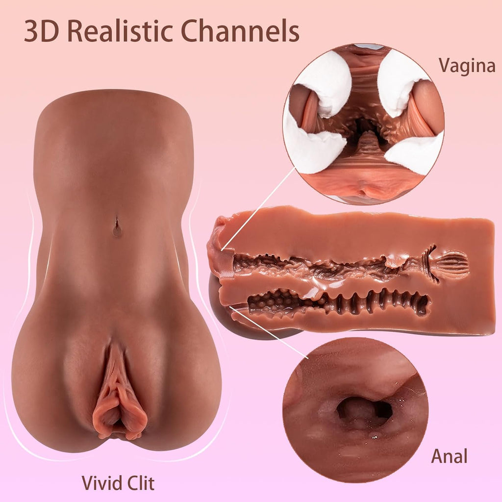 Pocket Pussies Sex Dolls for Men - Realistic Sex Dolls Pocket Pussy Male Masturbator with Lifelike Labia & Vagina & Anal Tunnel