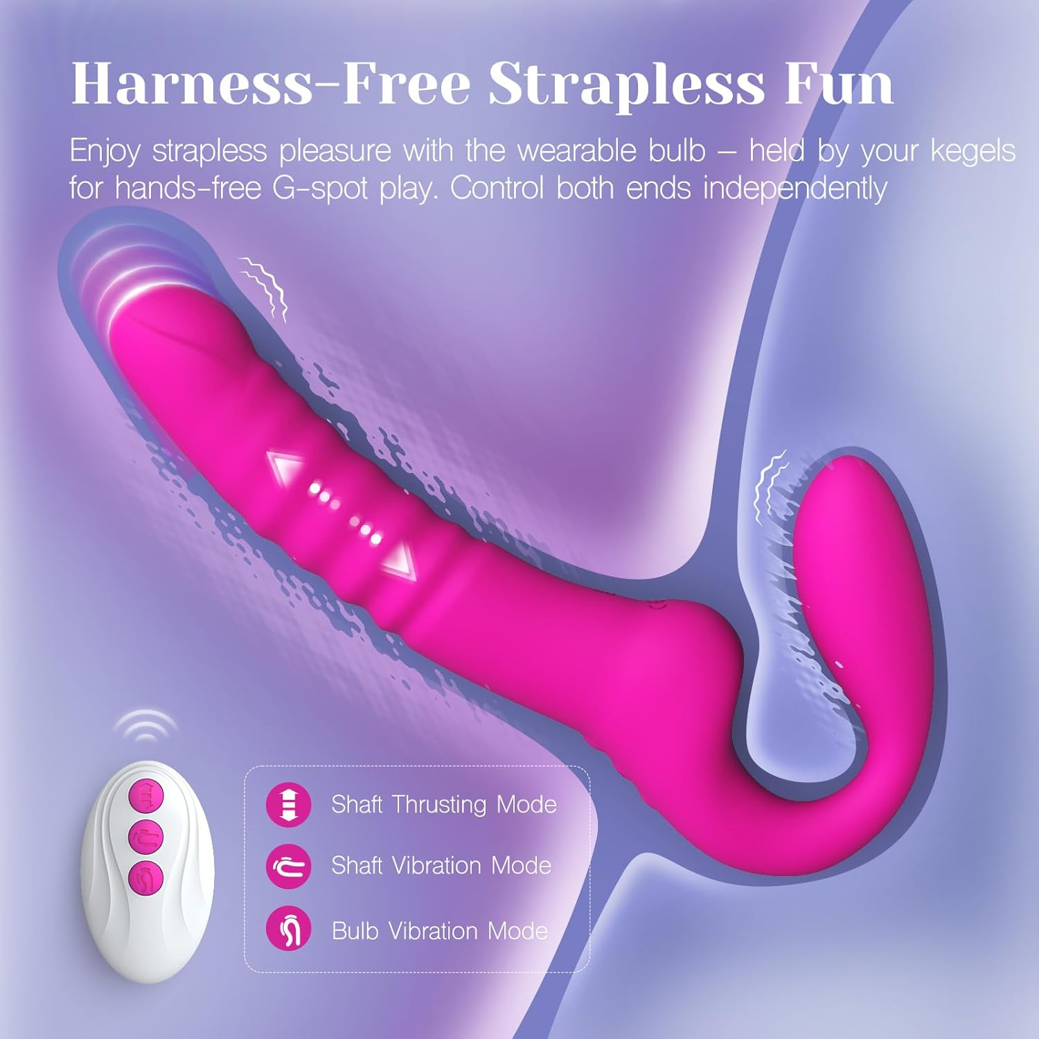Anal Toys with 7 Vibration & 7 Thrusting Modes, Double-Ended Dildo for Women