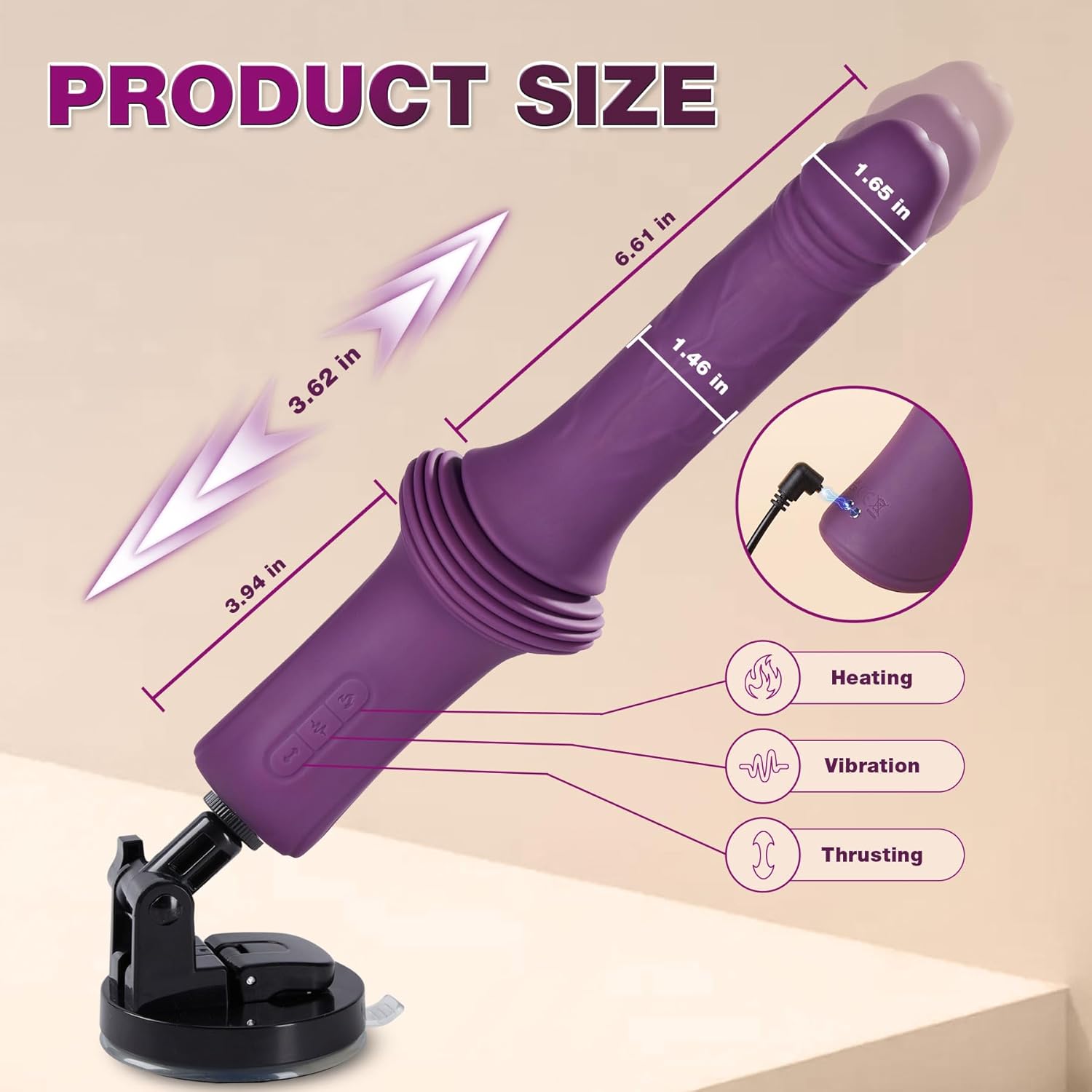 12.85 Inch Realistic Dildos with 10 Vibration & 3 Thrusting & Heating Modes, Adult Machine G Spot Clit Anal Toy with Removable Suction Cup for Women Men Couple
