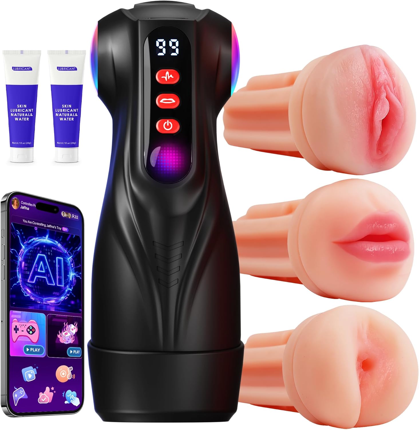 3 Sleeves Sets AI Sync Pocket Pussy Penis Pump with 9 Sucking & 9 Vibrating