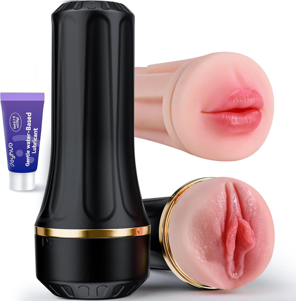 7.5in Pocket Pussy & Mouth Textured Soft Fleshy TPE Channel Sex Toys for Men