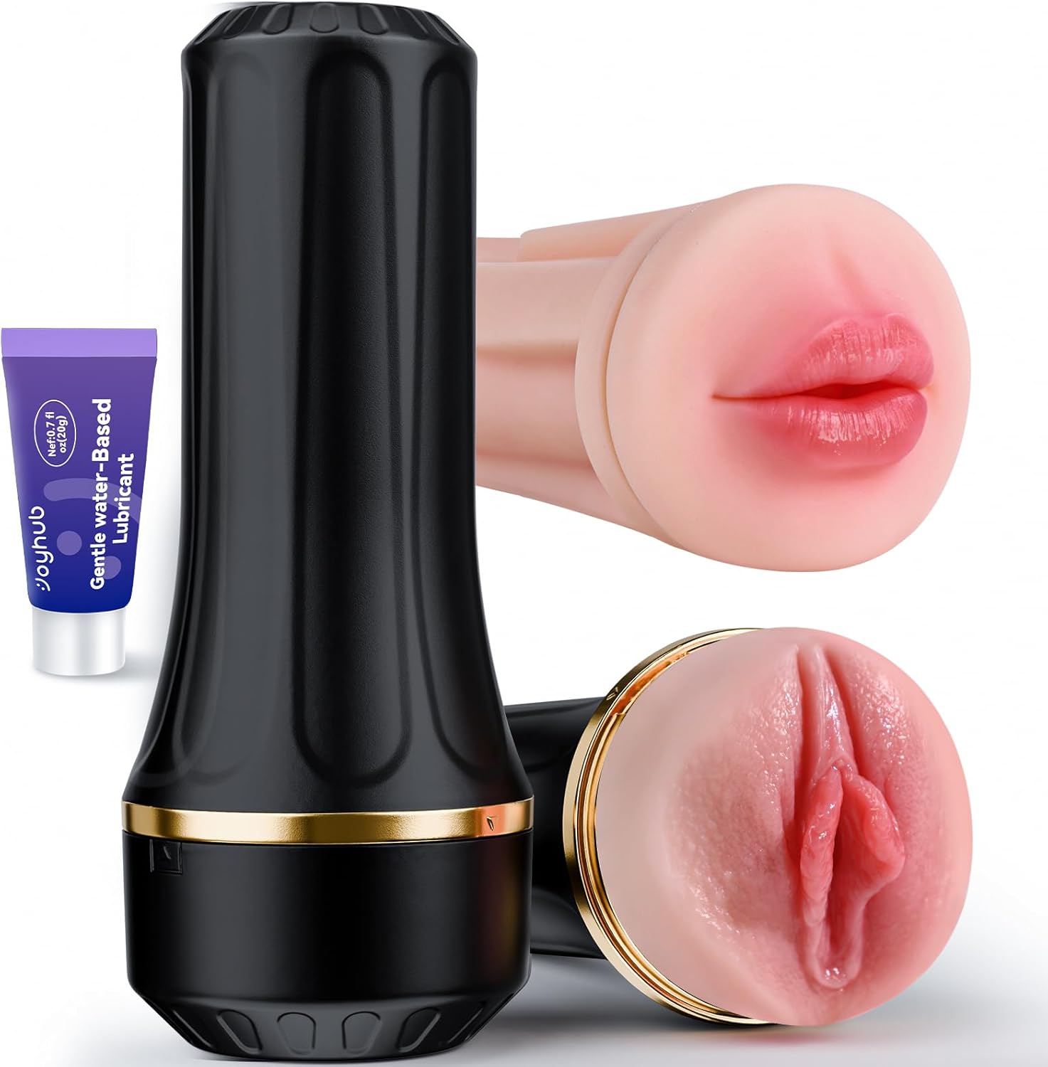 7.5in Pocket Pussy & Mouth Textured Soft Fleshy TPE Channel Sex Toys for Men