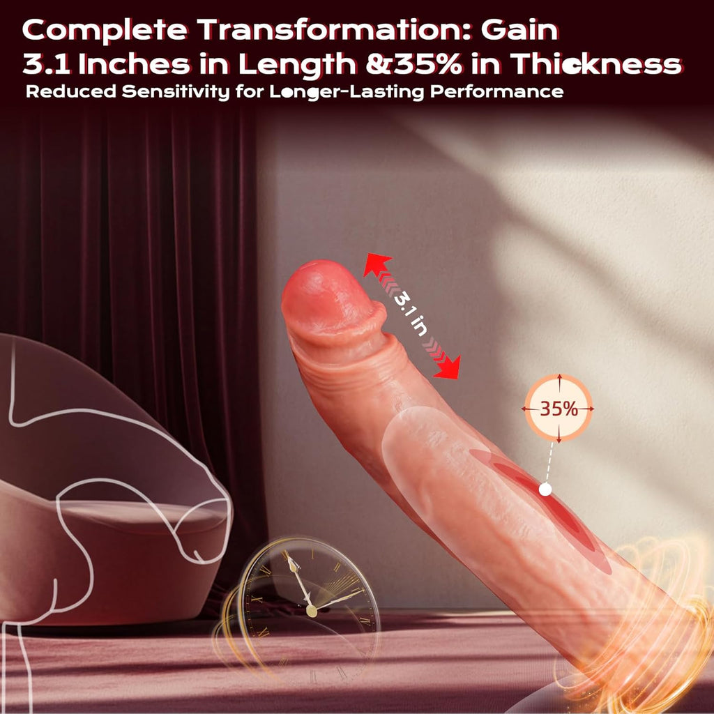 Remote Control Penis Extender Enlarger Dildo Vibrator,Girth Enhancer Extension