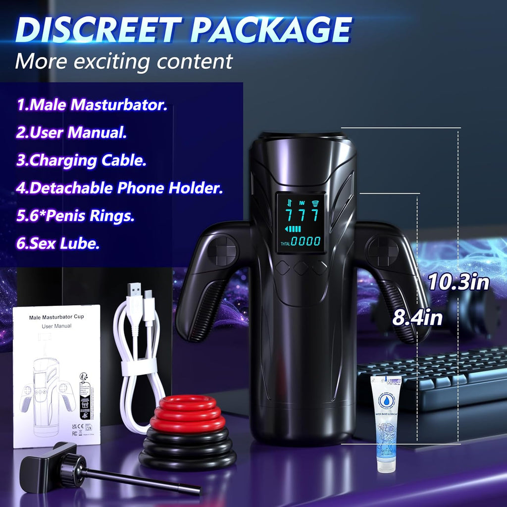 Automatic Masturbators with Phone Holder & LED, Blowjob Sex Machine Pocket Pussy