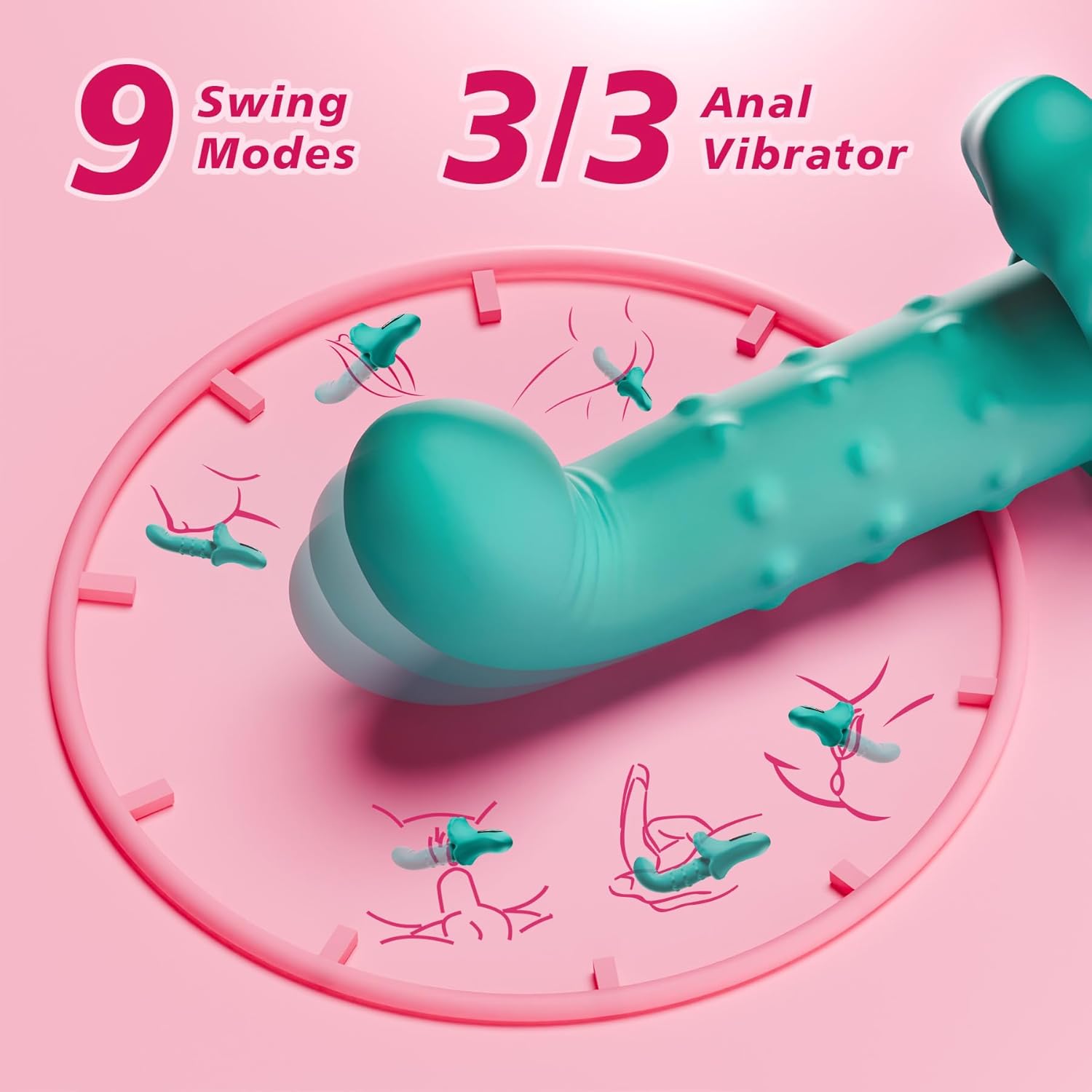 Adult Sex Toy for Women 9 Thrusting 9 Vibrating 9 Swing, Anal Clit Nipple Vibradores Rabbit Vibrator