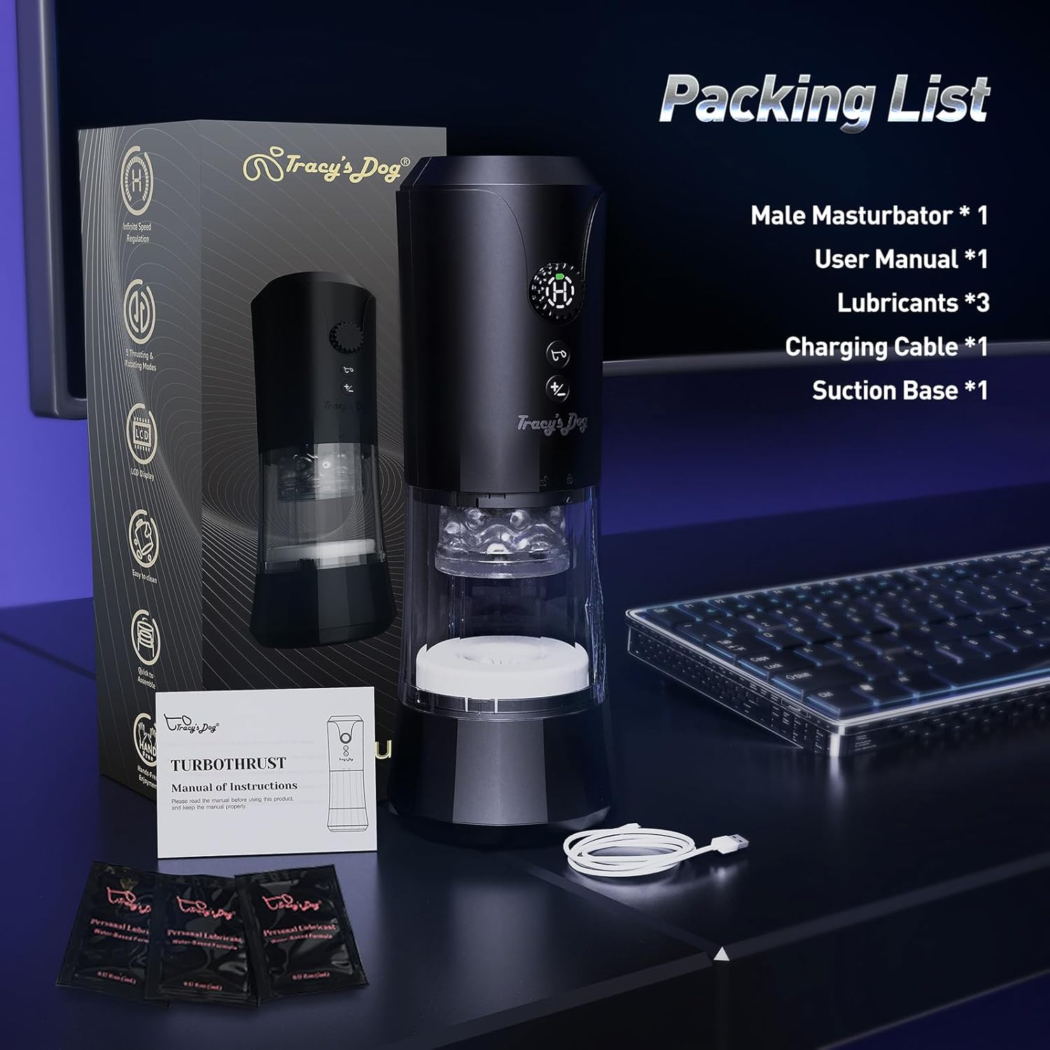 Hands Free Sex Toys for Men with Infinite Speed Regulation