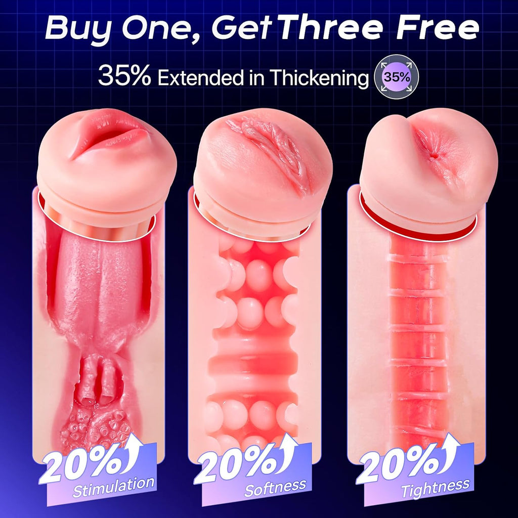 3 Sleeves Sets AI Sync Pocket Pussy Penis Pump with 9 Sucking & 9 Vibrating