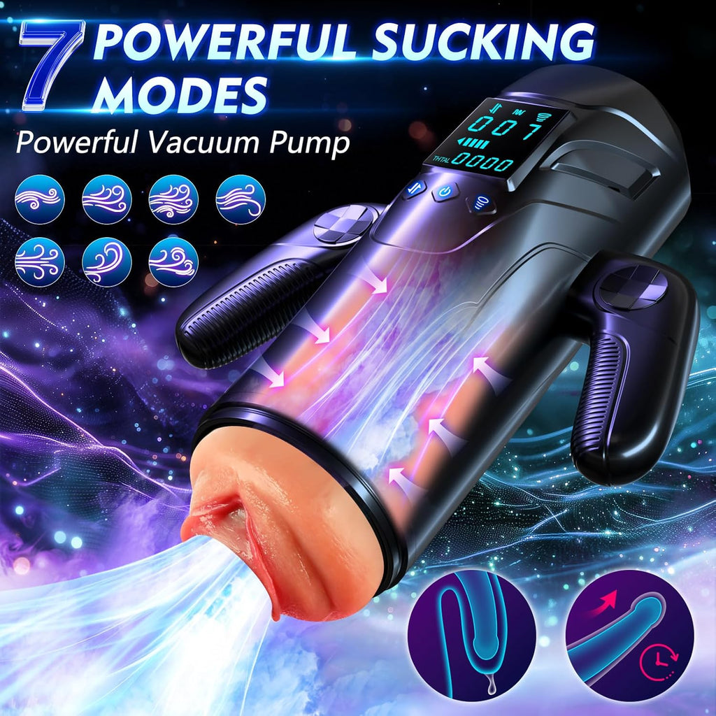 Automatic Masturbators with Phone Holder & LED, Blowjob Sex Machine Pocket Pussy