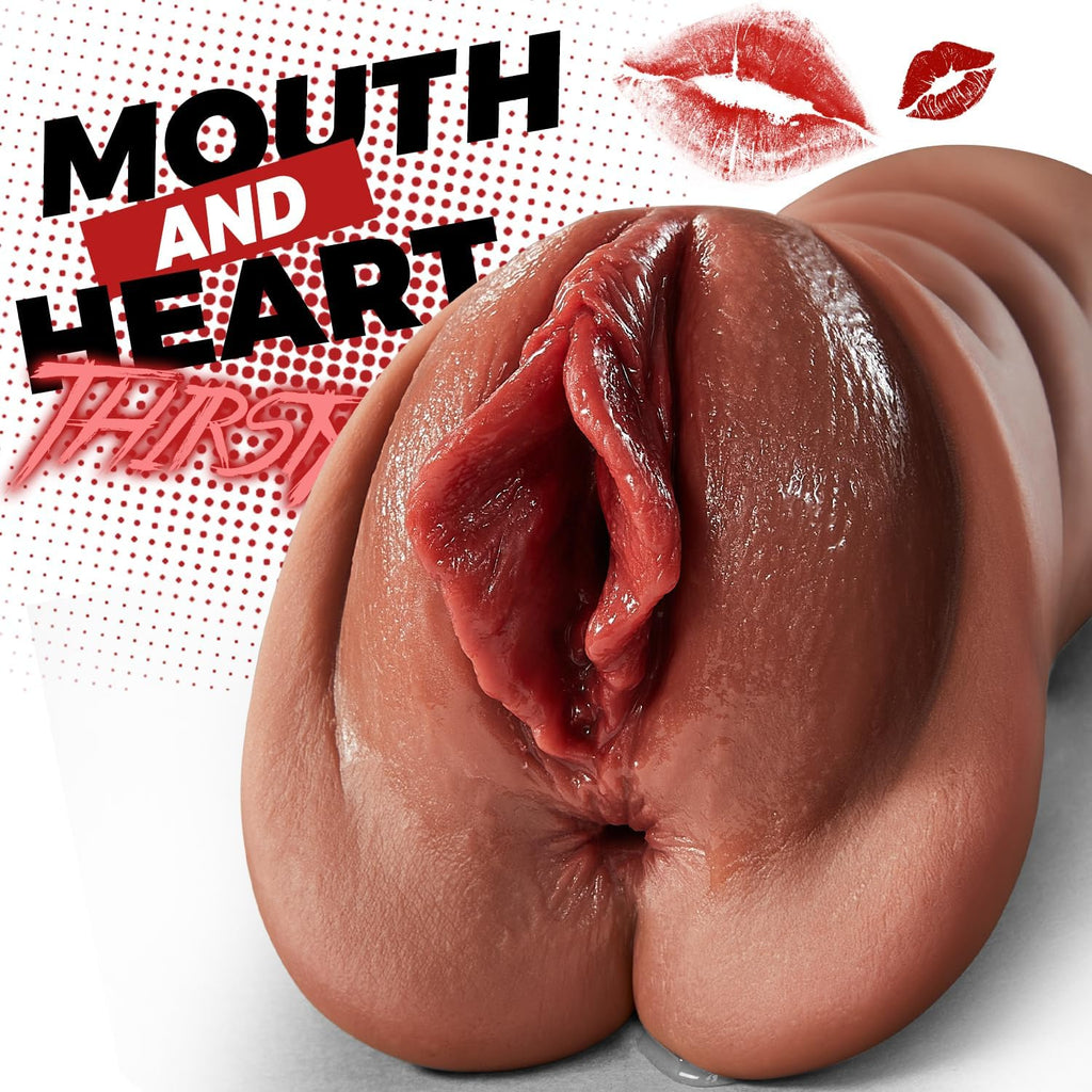 Realistic Pocket Pussy Male Masturbator, Thick Labia Pussy Masturbators Sex Toy with 5D Deep Vagina and Tight Anus