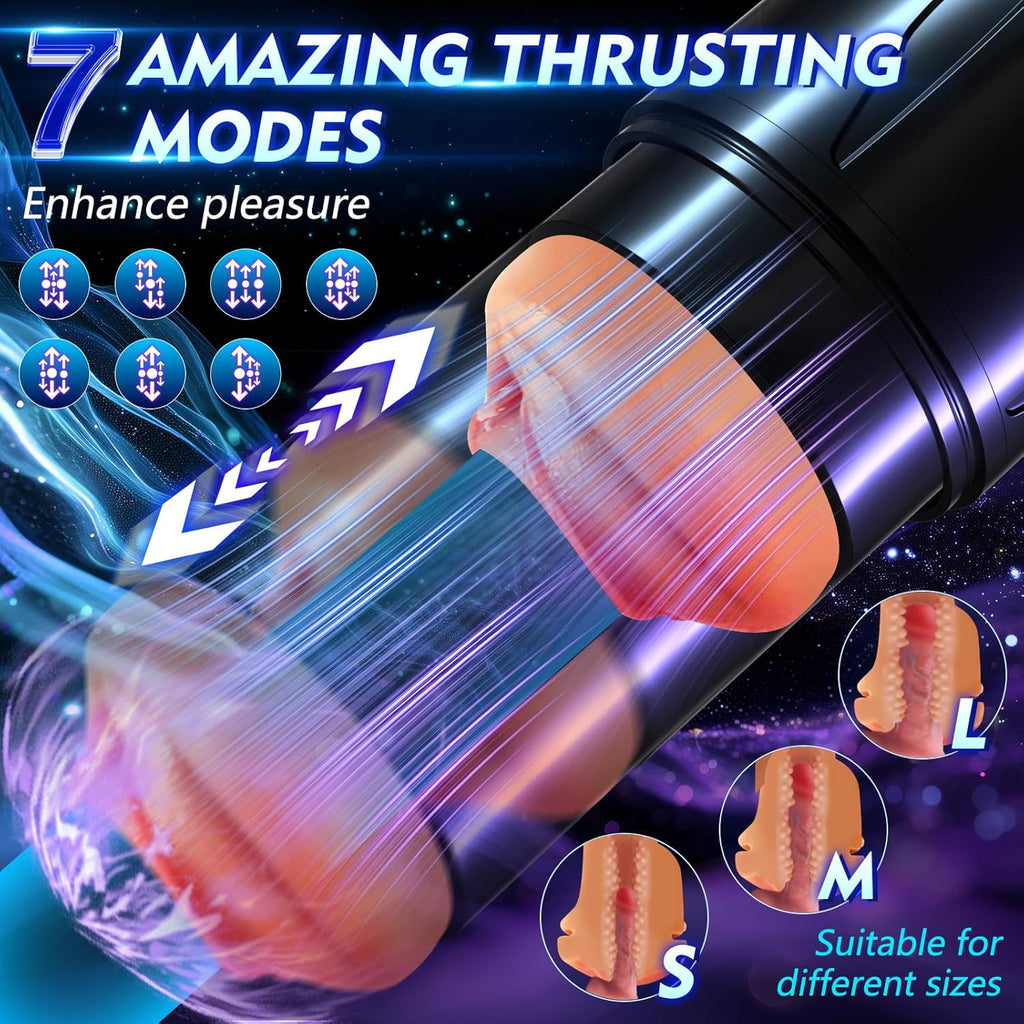 Automatic Masturbators with Phone Holder & LED, Blowjob Sex Machine Pocket Pussy