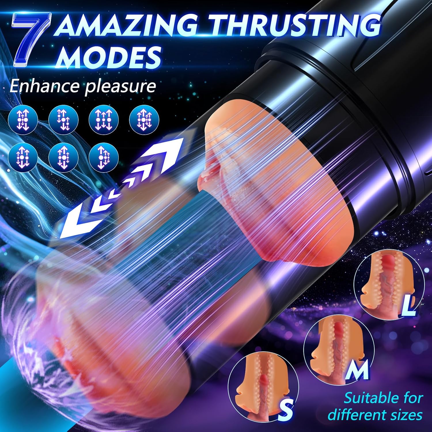 Automatic Masturbators with Phone Holder & LED, Blowjob Sex Machine Pocket Pussy