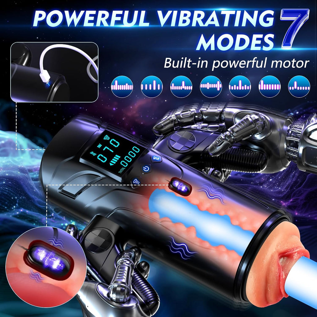 Automatic Masturbators with Phone Holder & LED, Blowjob Sex Machine Pocket Pussy